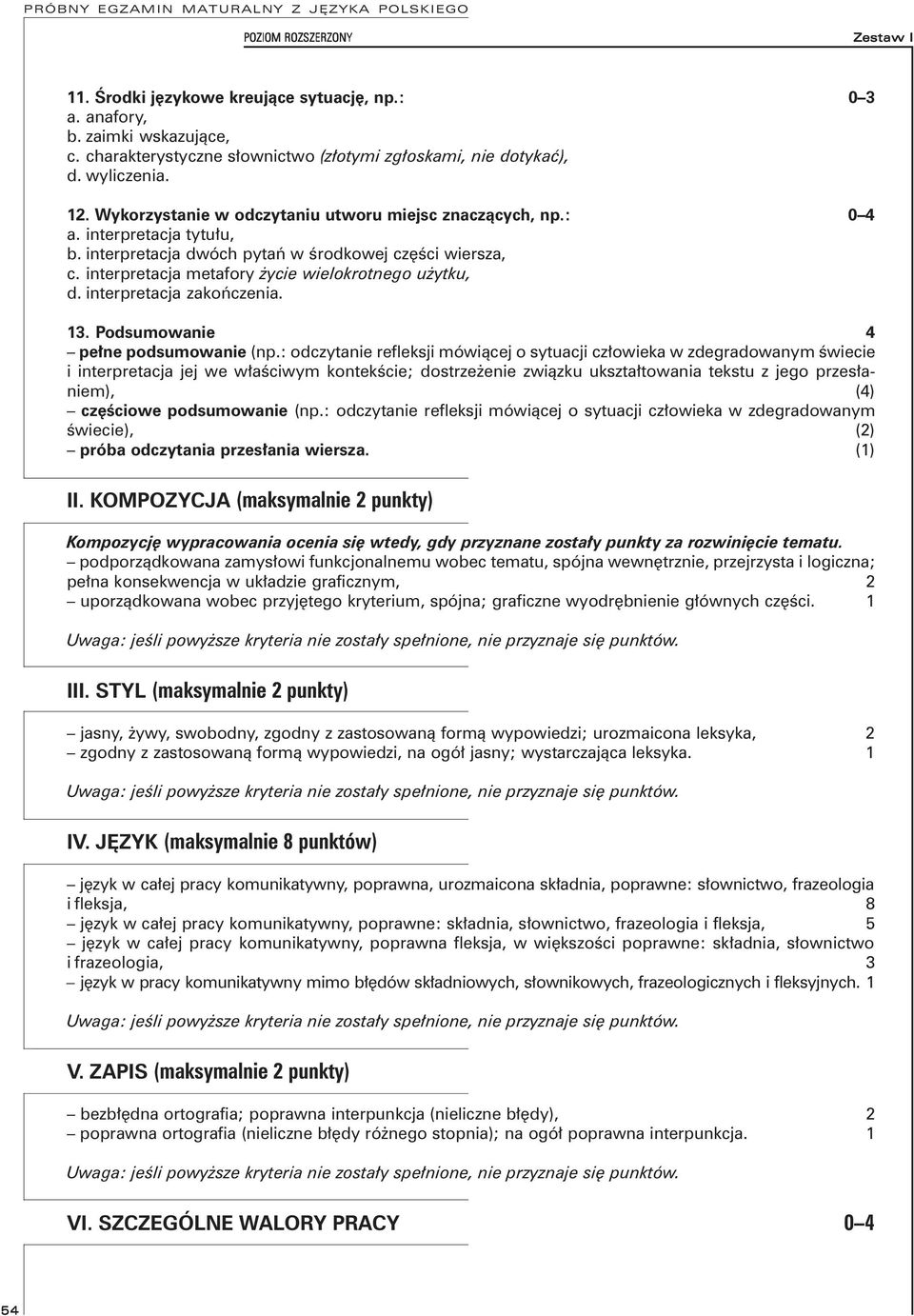 interpretacja zakończenia. 3. Podsumowanie 4 pełne podsumowanie (np.