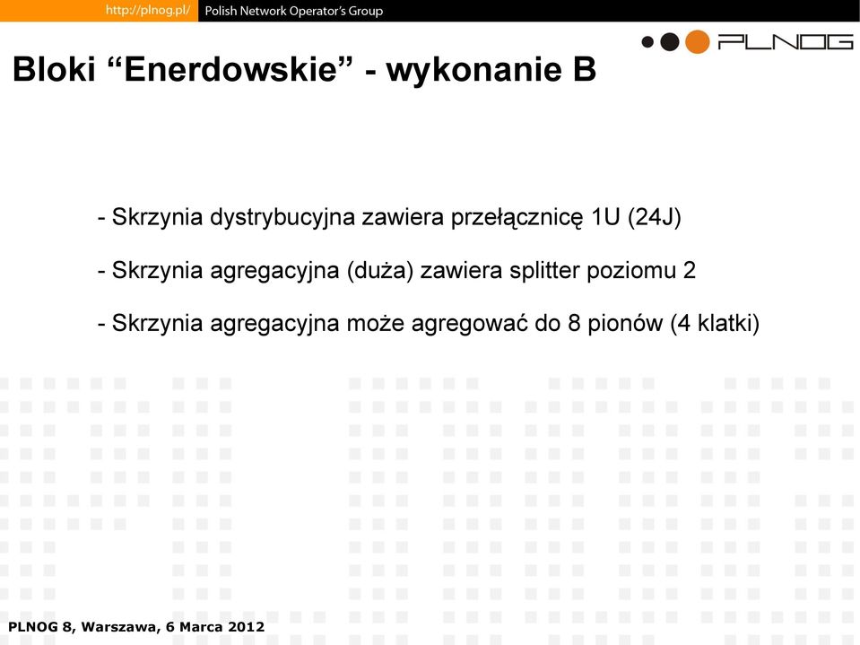 Skrzynia agregacyjna (duża) zawiera splitter