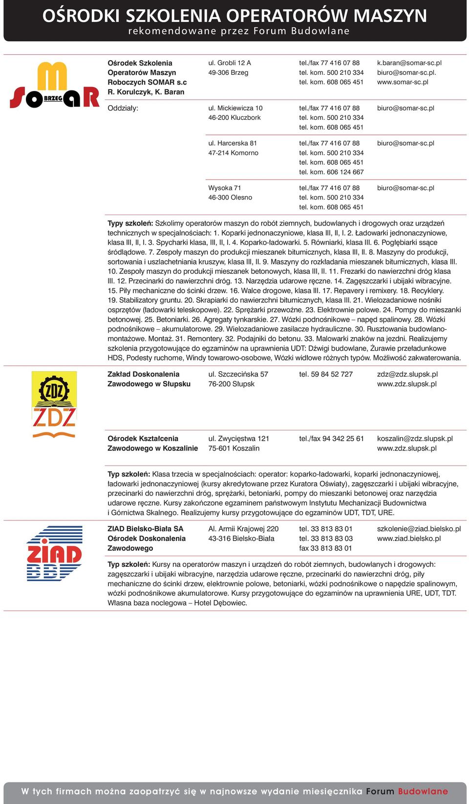 /fax 77 416 07 88 tel. kom. 500 210 334 tel. kom. 608 065 451 tel. kom. 606 124 667 tel./fax 77 416 07 88 tel. kom. 500 210 334 tel. kom. 608 065 451 biuro@somar-sc.pl biuro@somar-sc.
