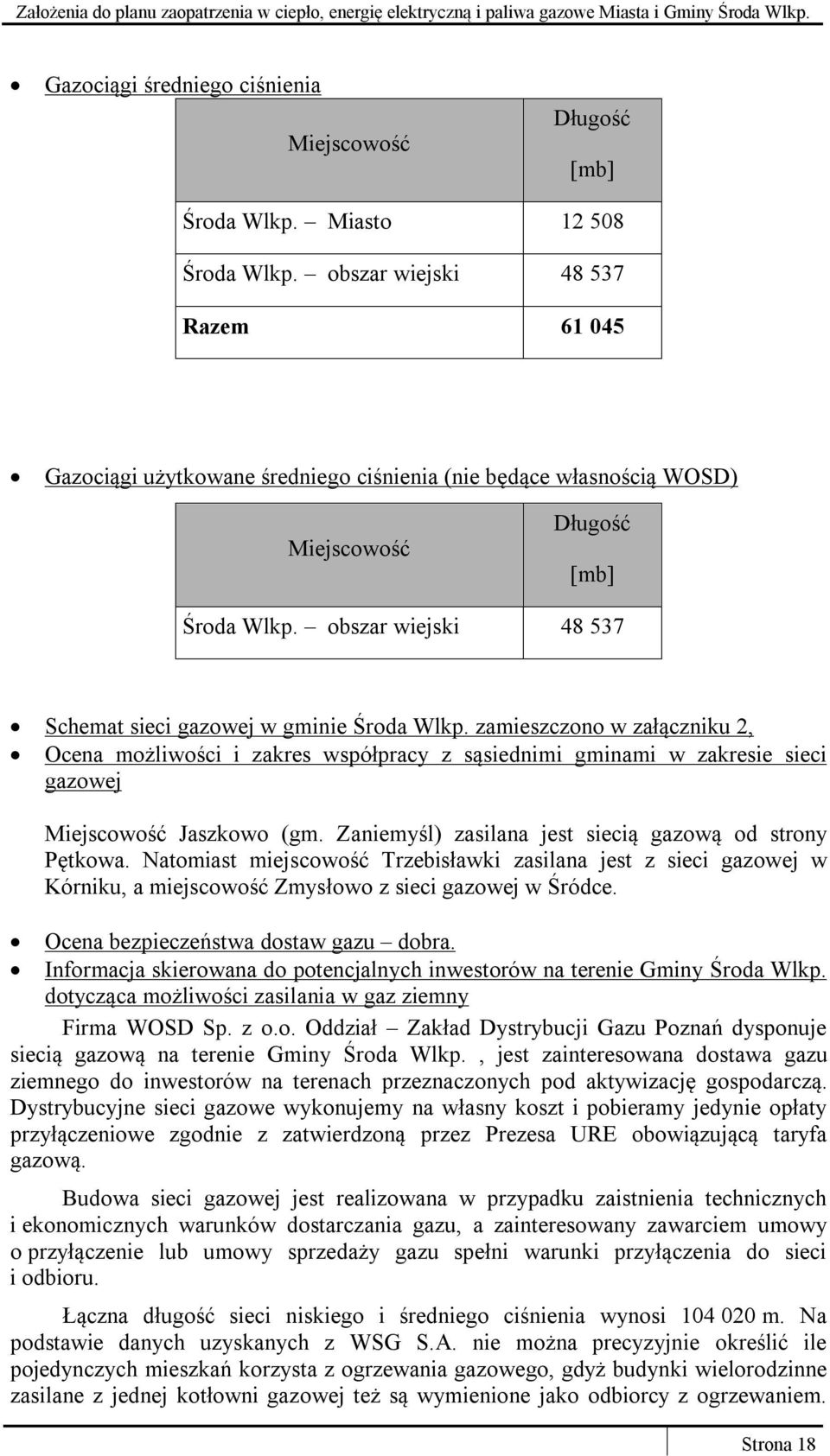 obszar wiejski 48 537 Schemat sieci gazowej w gminie Środa Wlkp.