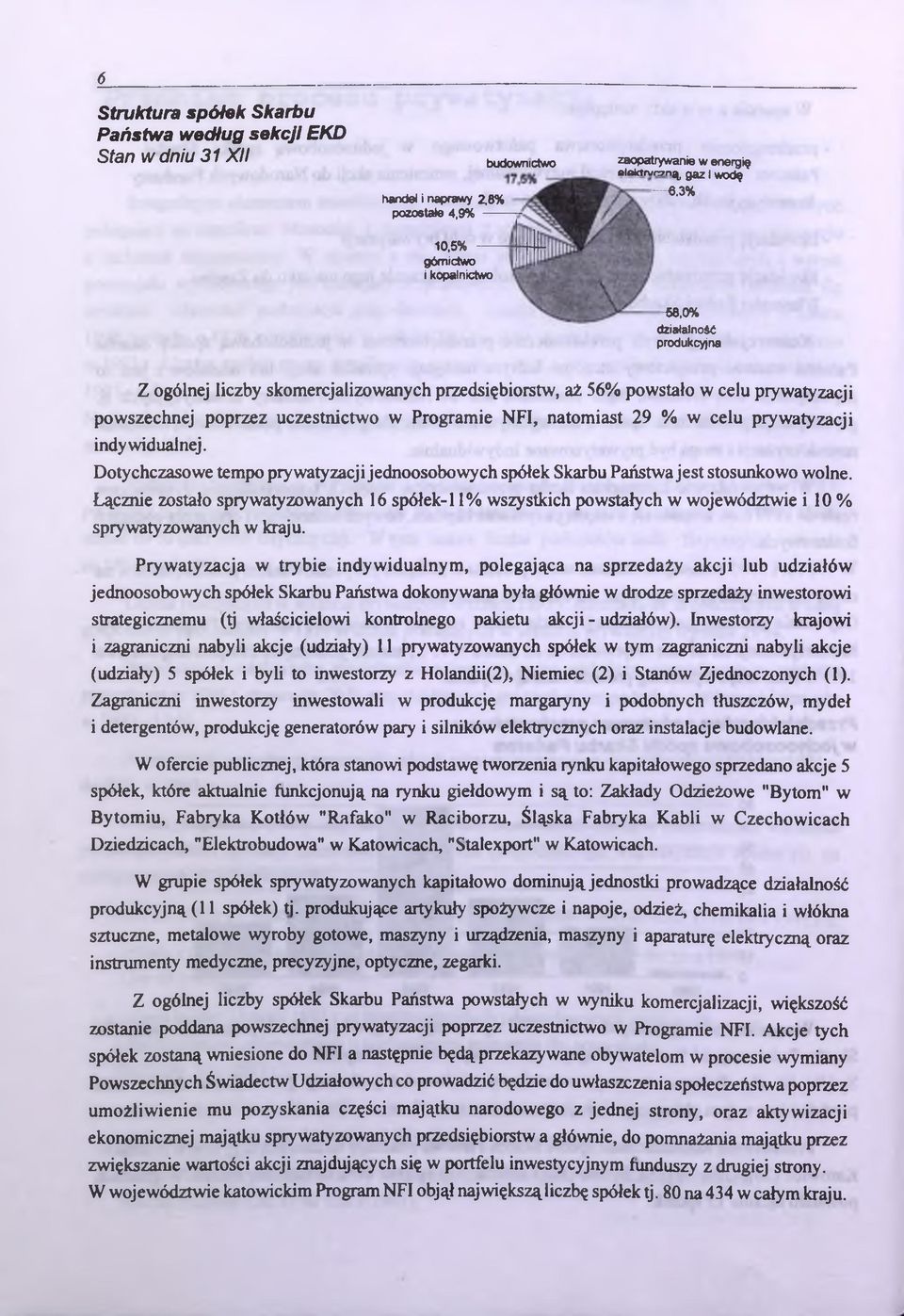 NFI, natomiast 29 % w celu prywatyzacji indywidualnej. Dotychczasowe tempo prywatyzacji jednoosobowych spółek Skarbu Państwa jest stosunkowo wolne.