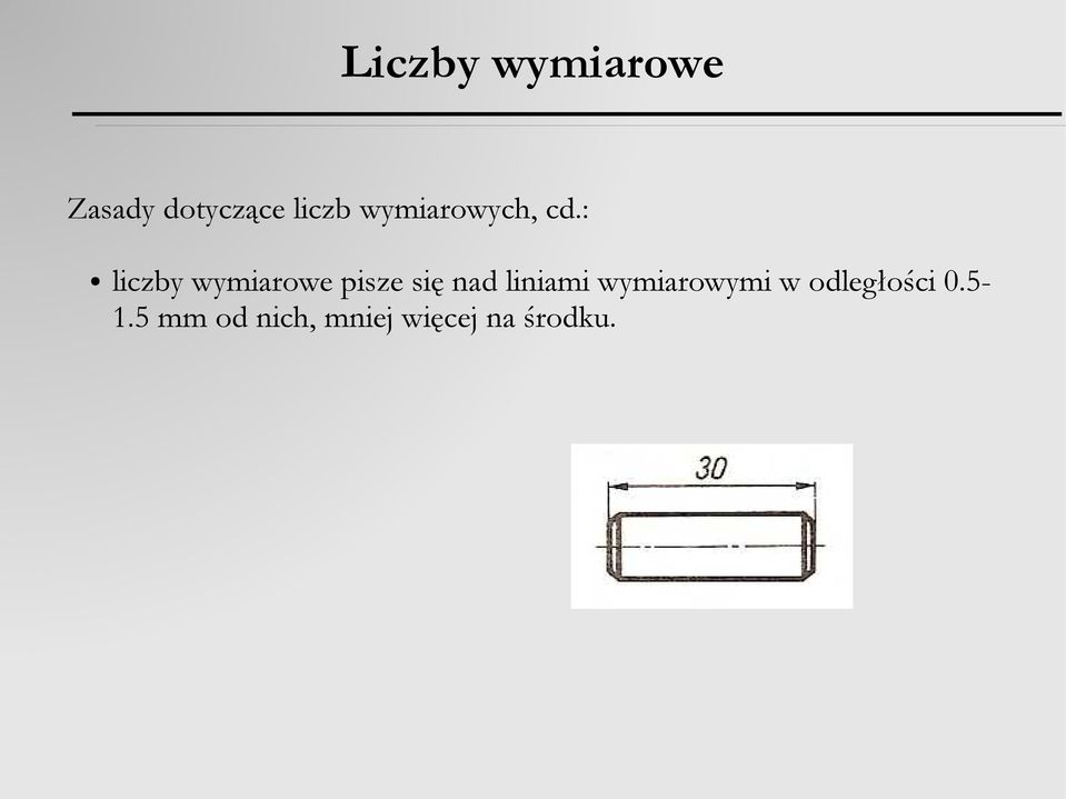 : liczby wymiarowe pisze się nad liniami