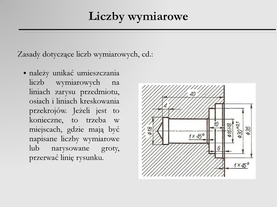 osiach i liniach kreskowania przekrojów.