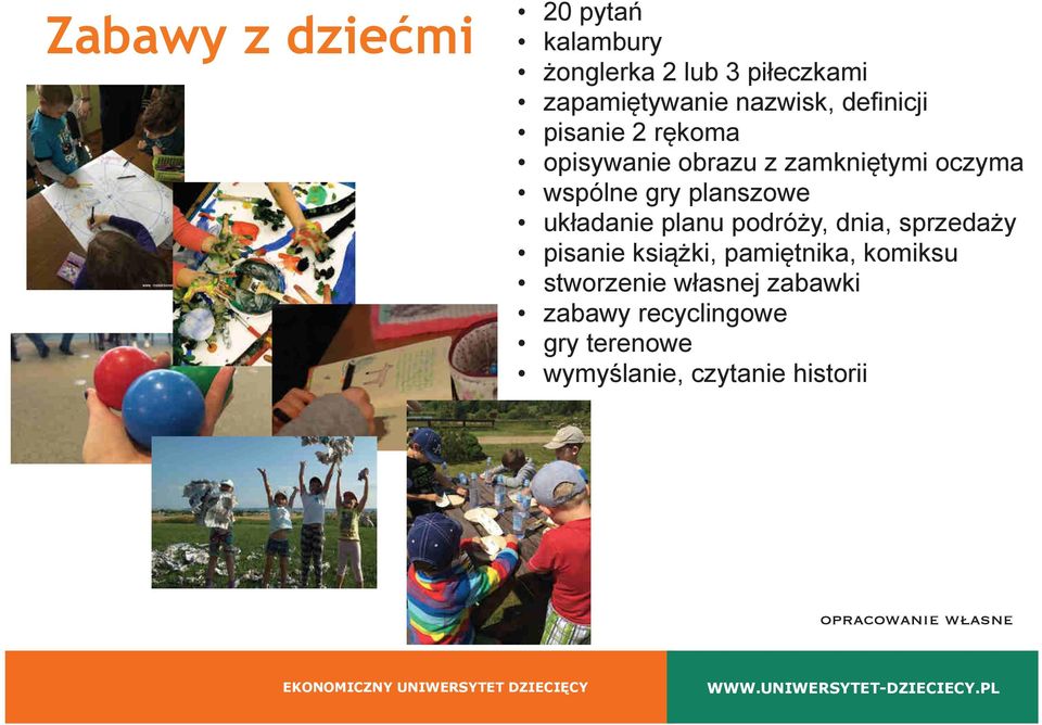 układanie planu podróży, dnia, sprzedaży pisanie książki, pamiętnika, komiksu stworzenie
