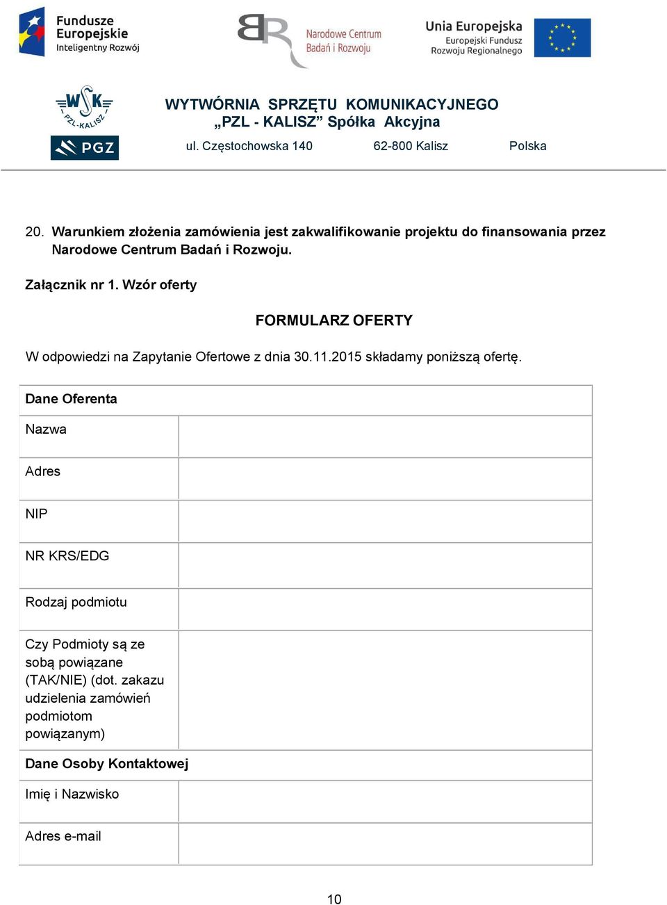 .05 składamy poniższą ofertę.