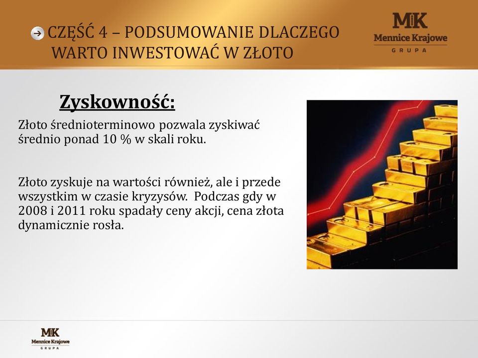 Złoto zyskuje na wartości również, ale i przede wszystkim w czasie