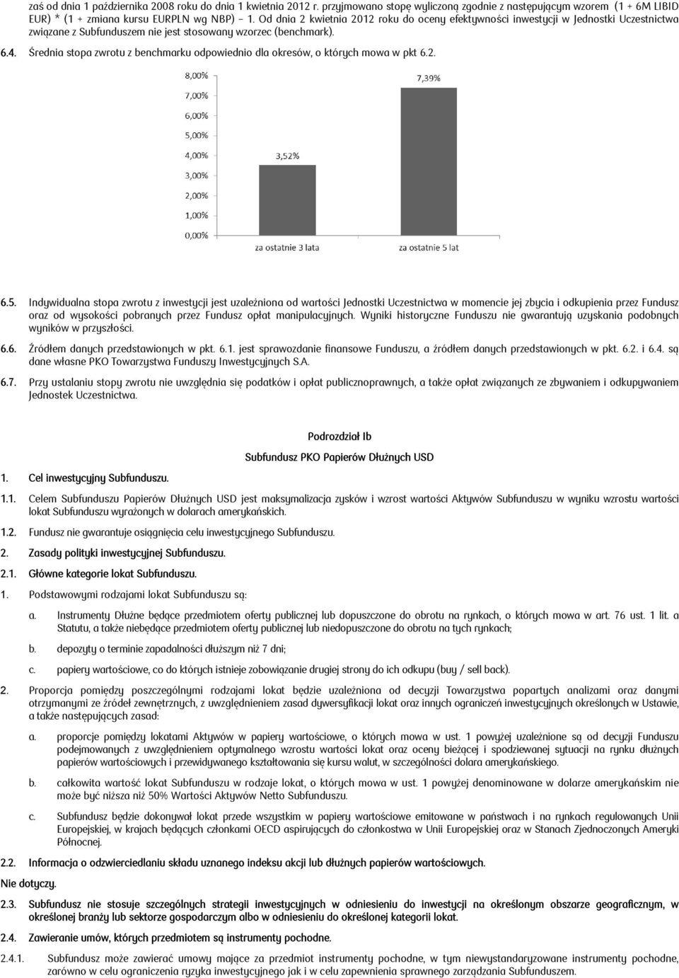 Średnia stopa zwrotu z benchmarku odpowiednio dla okresów, o których mowa w pkt 6.2. 6.5.