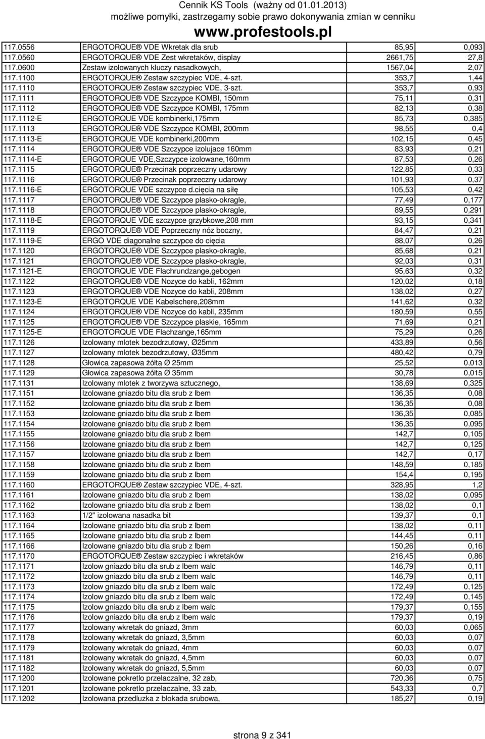 1112 ERGOTORQUE VDE Szczypce KOMBI, 175mm 82,13 0,38 117.1112-E ERGOTORQUE VDE kombinerki,175mm 85,73 0,385 117.1113 ERGOTORQUE VDE Szczypce KOMBI, 200mm 98,55 0,4 117.