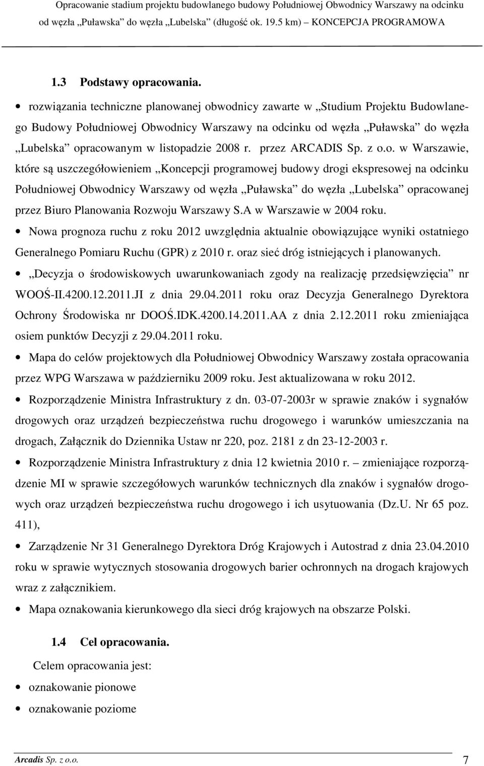 r. przez ARCADIS Sp. z o.