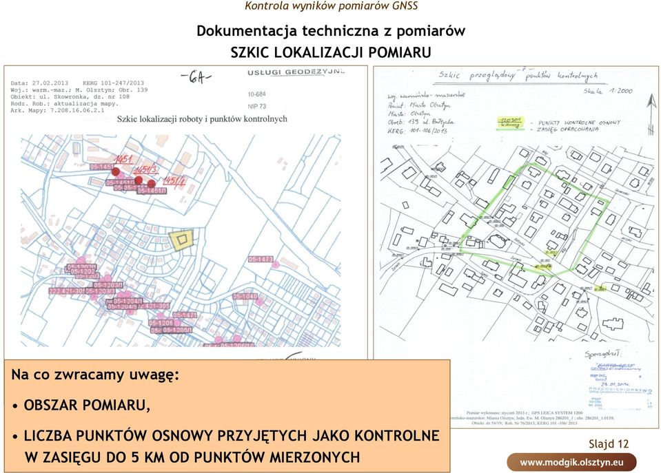 POMIARU, LICZBA PUNKTÓW OSNOWY PRZYJĘTYCH JAKO