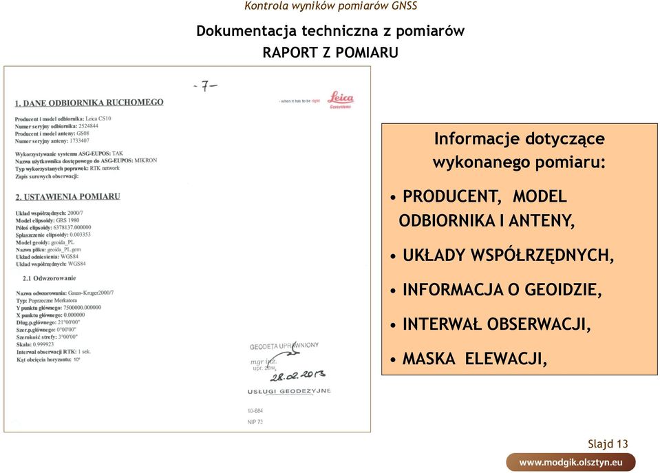 MODEL ODBIORNIKA I ANTENY, UKŁADY WSPÓŁRZĘDNYCH,