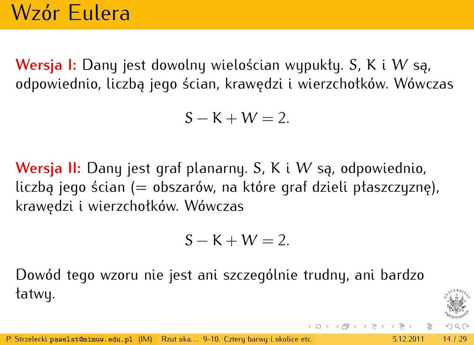 Wersja II: Dany jest graf planarny.