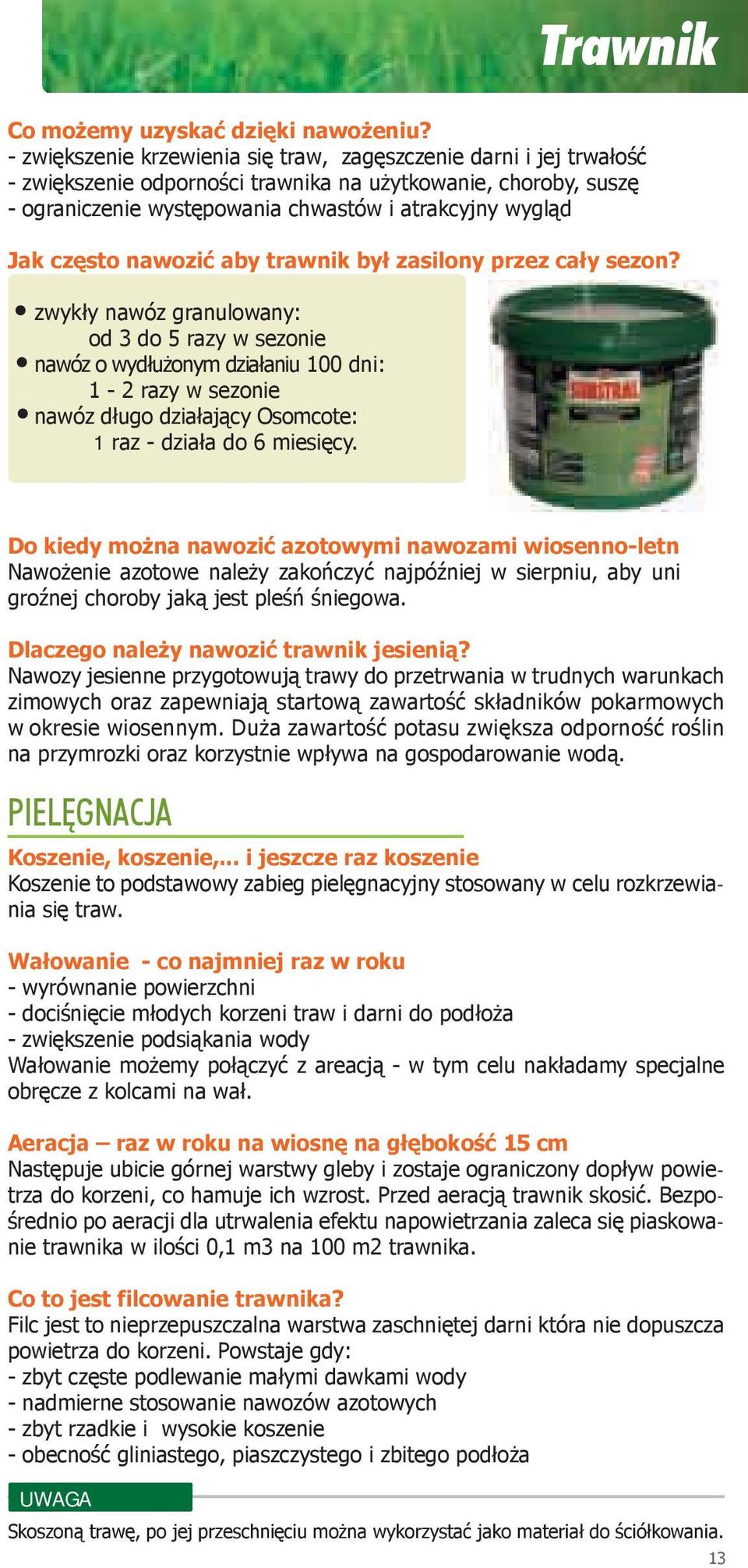 często nawozić aby trawnik był zasilony przez cały sezon?