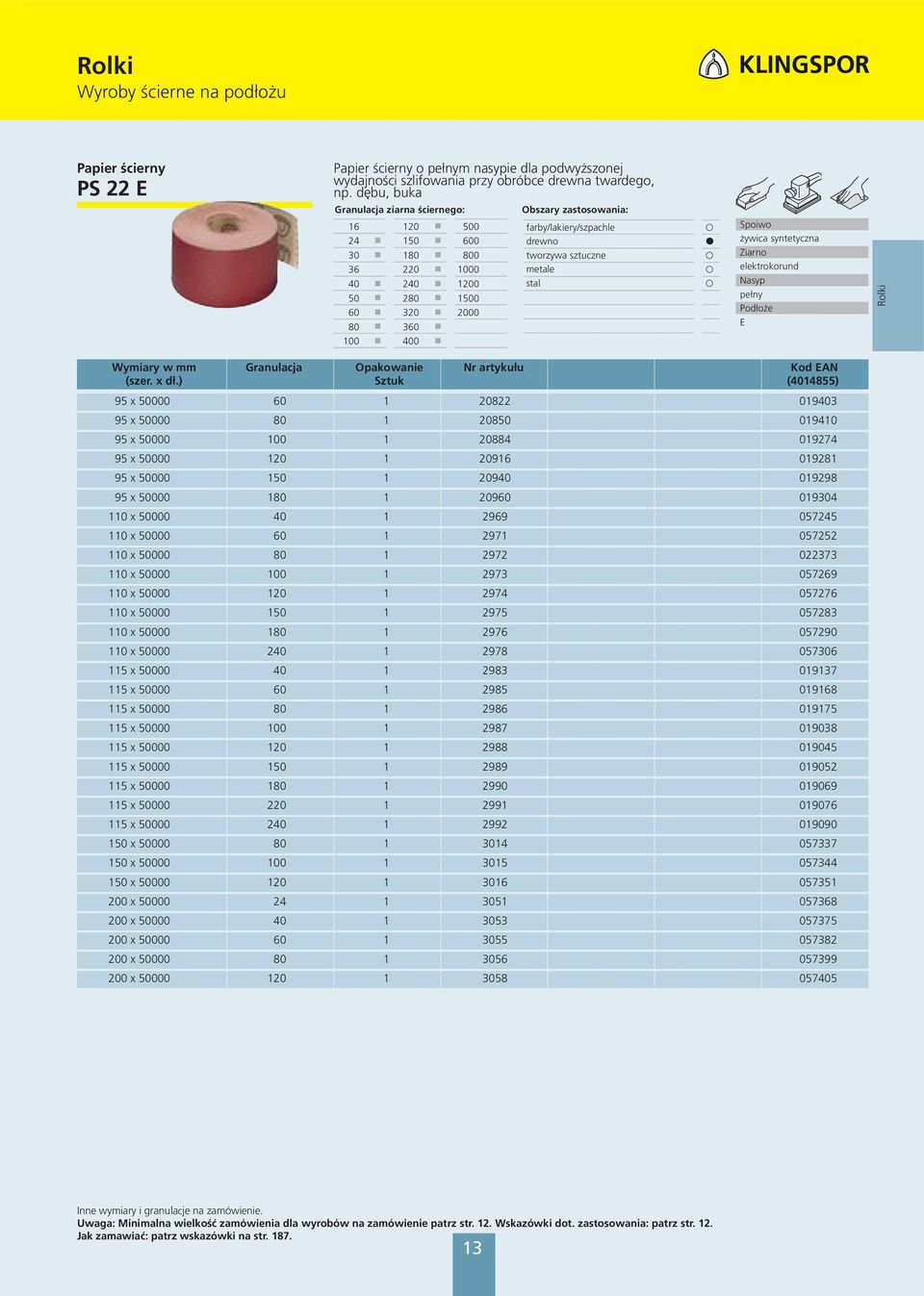 ) Sztuk (4014855) 95 x 00 60 1 20822 019403 95 x 00 80 1 20850 019410 95 x 00 100 1 20884 019274 95 x 00 120 1 209 019281 95 x 00 150 1 20940 019298 95 x 00 180 1 20960 0194 110 x 00 40 1 2969 0575