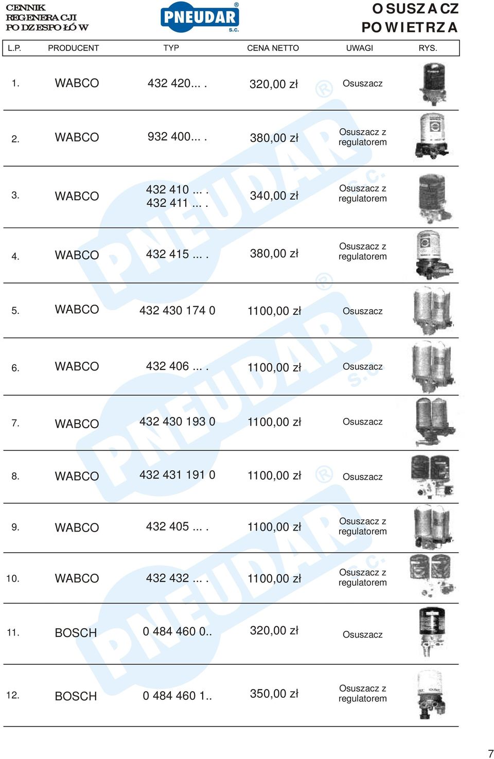 ... 1100,00 zł Osuszacz 7. 432 430 193 0 1100,00 zł Osuszacz 8. 432 431 191 0 1100,00 zł Osuszacz 9. 10. 432 405.... 432 432.