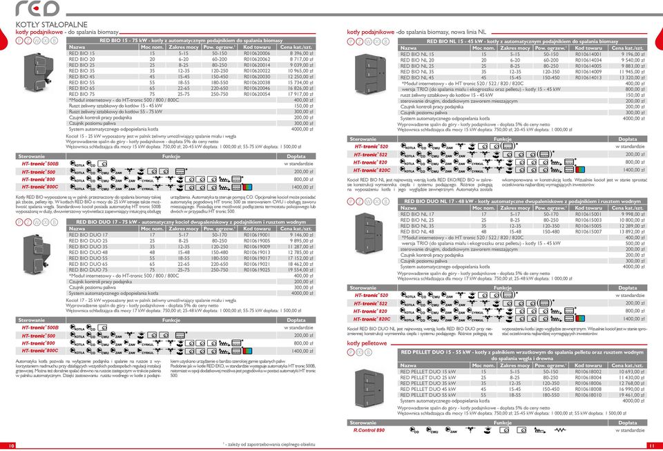 BIO 55 55 18-55 180-550 R010620038 15 734,00 zł RED BIO 65 65 22-65 220-650 R010620046 16 826,00 zł RED BIO 75 75 25-75 250-750 R010620054 17 917,00 zł *Moduł internetowy - do HT-tronic 500 / 800 /