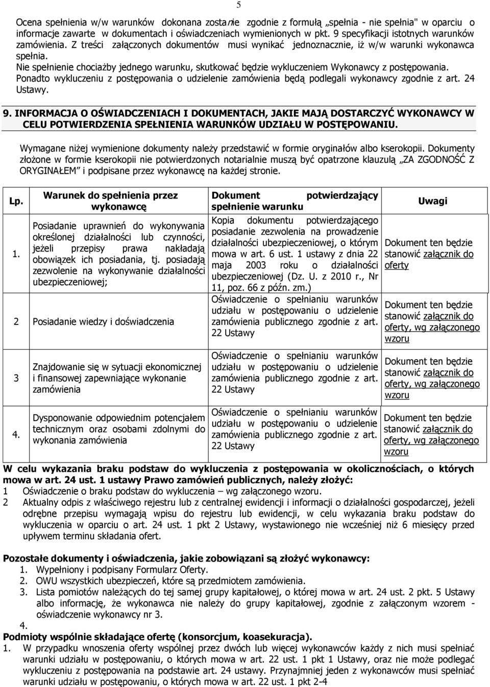 Nie spełnienie chociażby jednego warunku, skutkować będzie wykluczeniem Wykonawcy z postępowania. Ponadto wykluczeniu z postępowania o udzielenie zamówienia będą podlegali wykonawcy zgodnie z art.