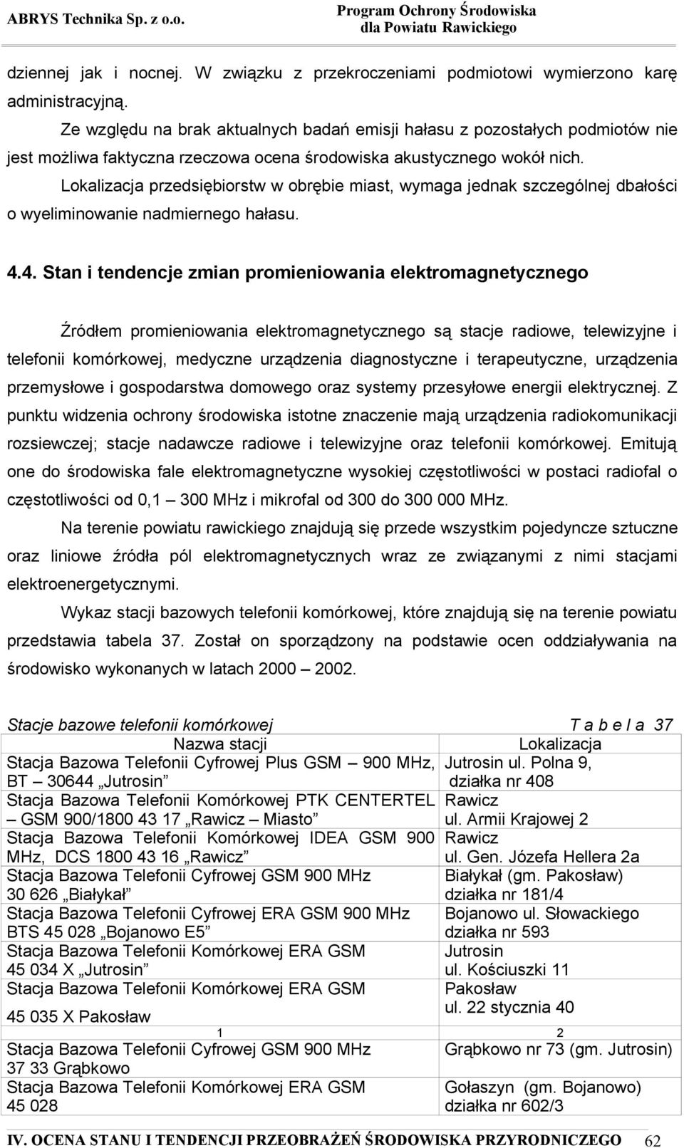 Lokalizacja przedsiębiorstw w obrębie miast, wymaga jednak szczególnej dbałości o wyeliminowanie nadmiernego hałasu. 4.