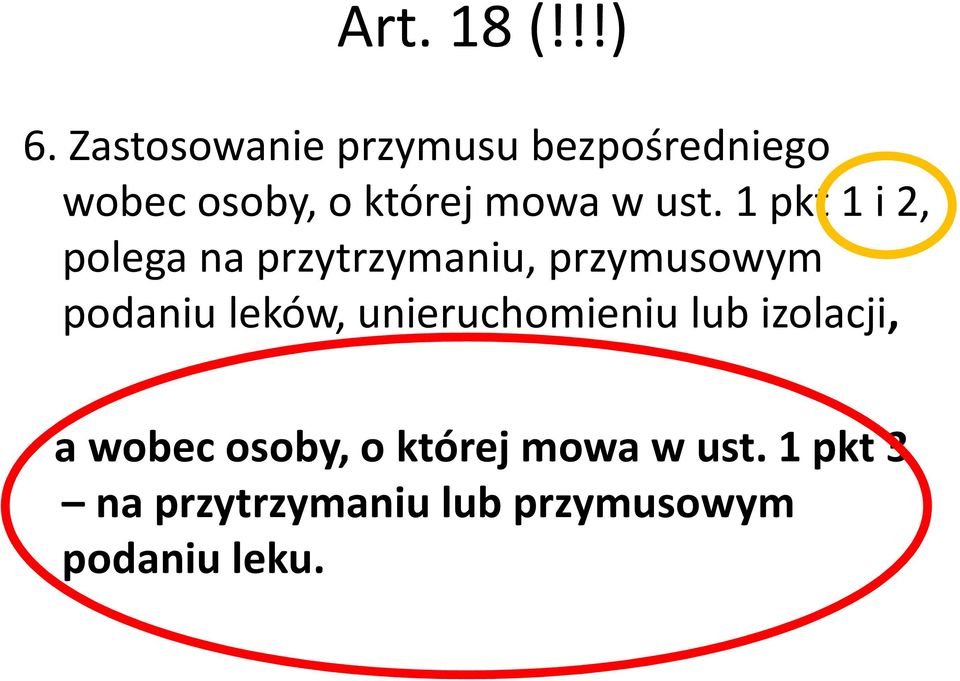 ust. 1 pkt1 i 2, polega na przytrzymaniu, przymusowym podaniu