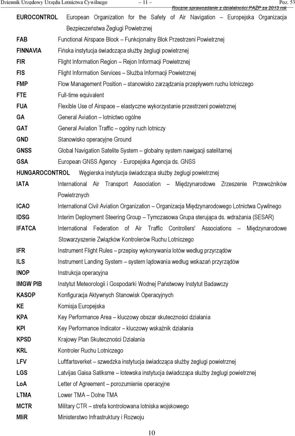 FINNAVIA Fińska instytucja świadcząca służby żeglugi powietrznej FIR Flight Information Region Rejon Informacji Powietrznej FIS Flight Information Services Służba Informacji Powietrznej FMP Flow