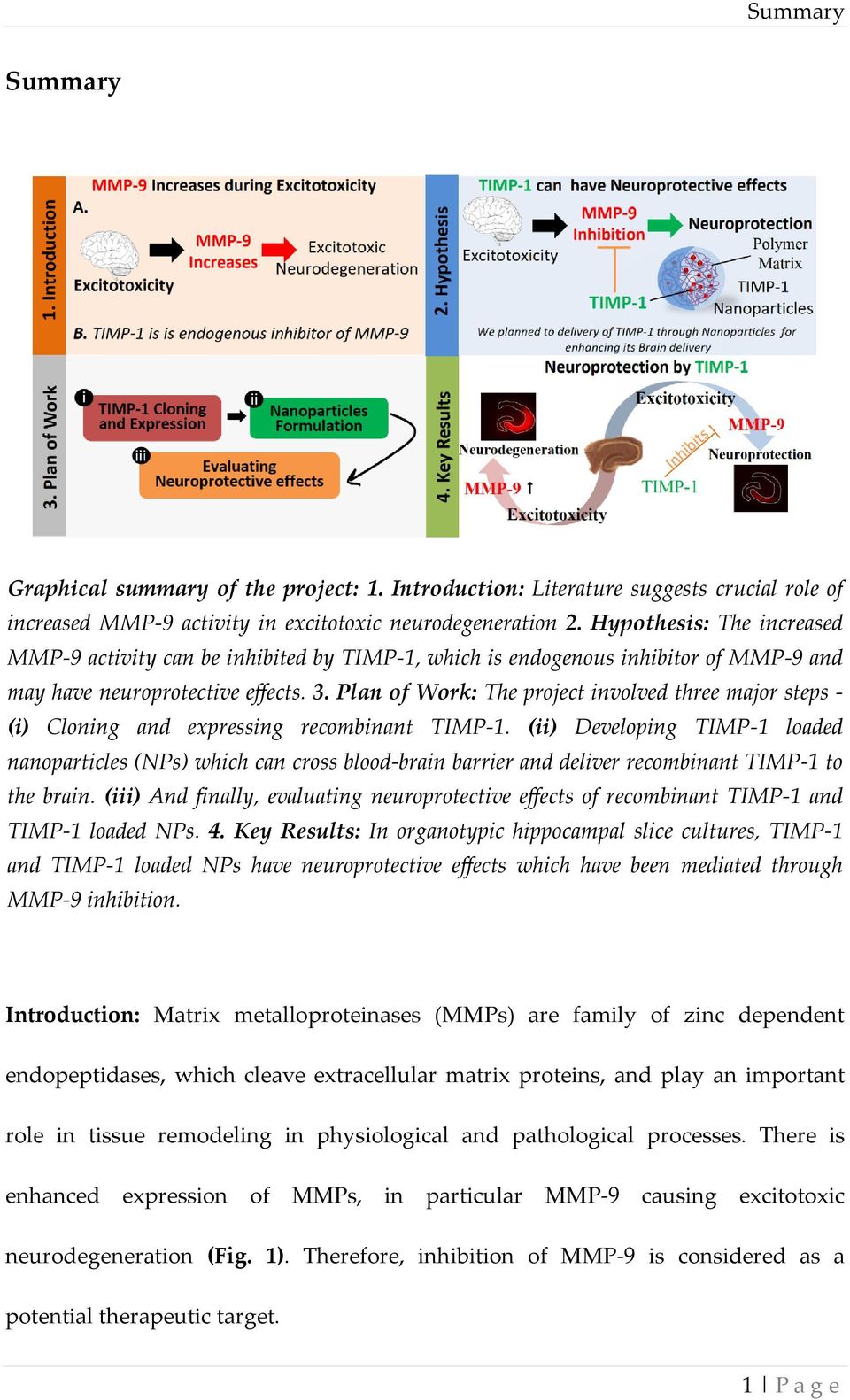 Plan of Work: The project involved three major steps - (i) Cloning and expressing recombinant TIMP-1.