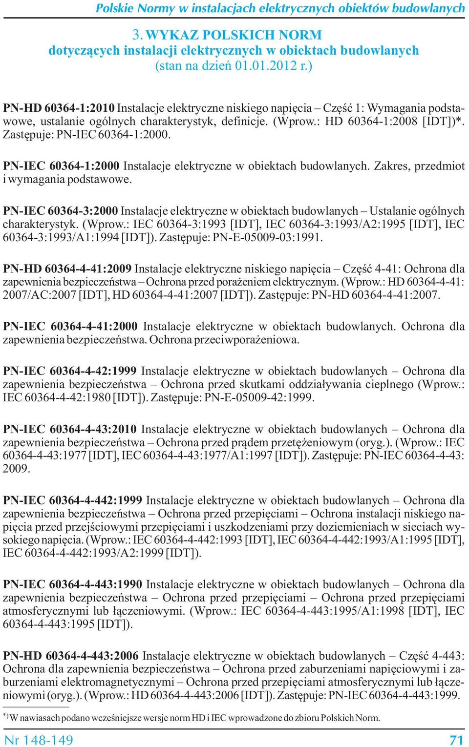 Zastępuje: PN-IEC 60364-1:2000. PN-IEC 60364-1:2000 Instalacje elektryczne w obiektach budowlanych. Zakres, przedmiot i wymagania podstawowe.