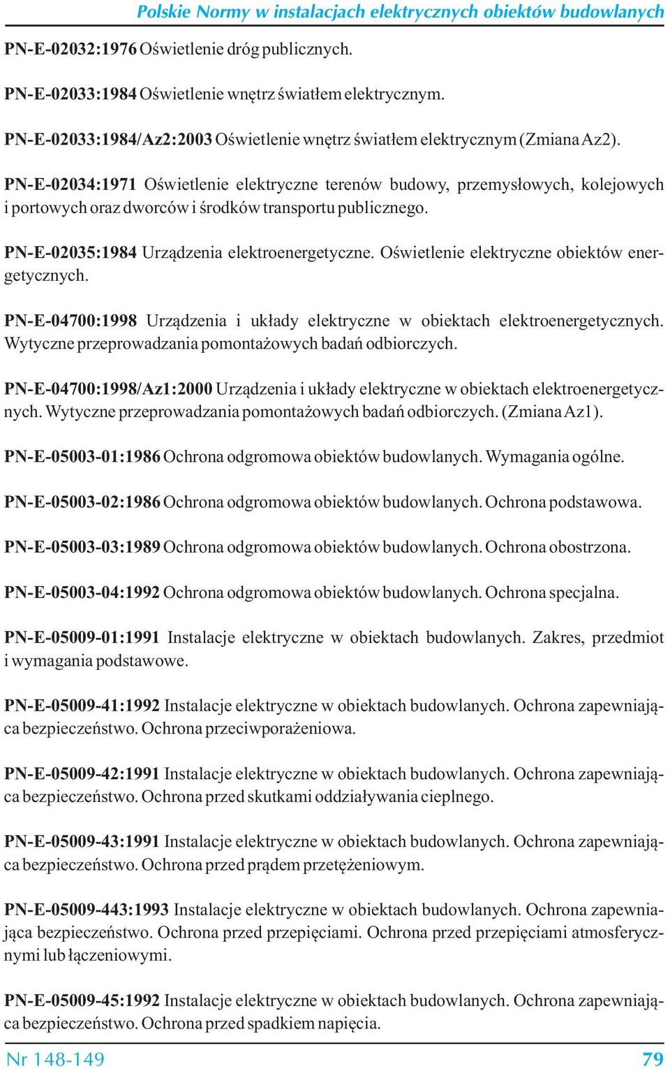 Oświetlenie elektryczne obiektów energetycznych. PN-E-04700:1998 Urządzenia i układy elektryczne w obiektach elektroenergetycznych. Wytyczne przeprowadzania pomontażowych badań odbiorczych.