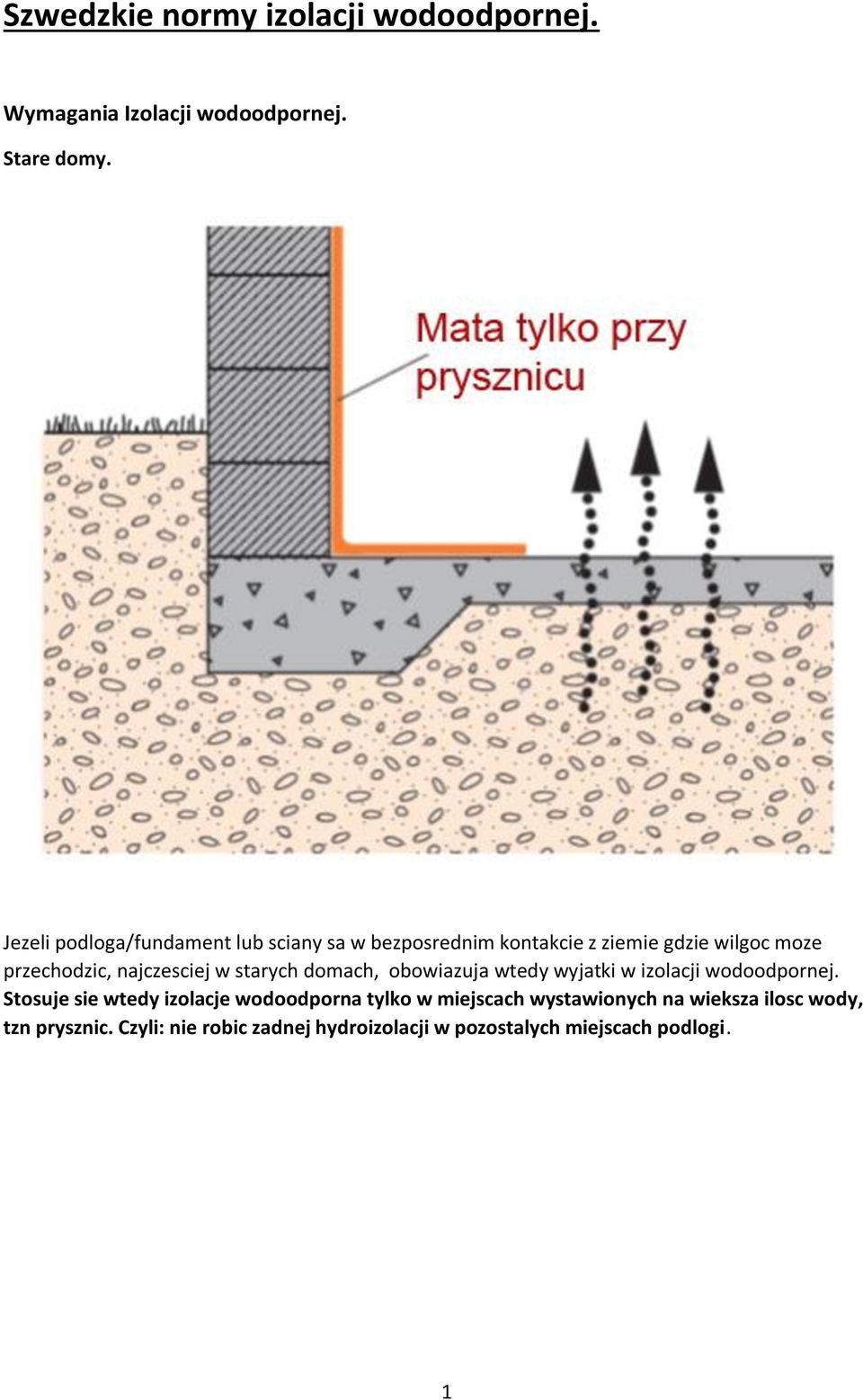 najczesciej w starych domach, obowiazuja wtedy wyjatki w izolacji wodoodpornej.