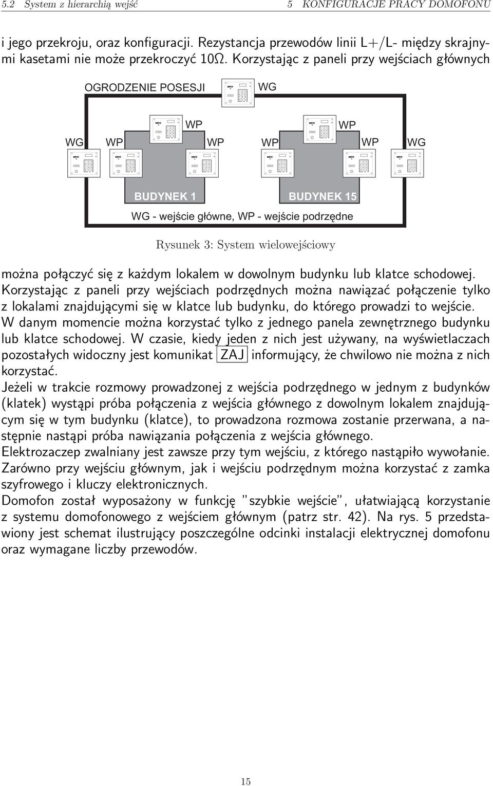 4 5 6 4 5 6 7 8 9 7 8 9 7 8 9 7 8 9 7 8 9 7 8 9 0 C 0 C 0 C 0 C 0 C 0 C BUDYNEK 1 BUDYNEK 15 WG - wejœcie g³ówne, WP - wejœcie podrzêdne Rysunek 3: System wielowejściowy można połączyć się z każdym