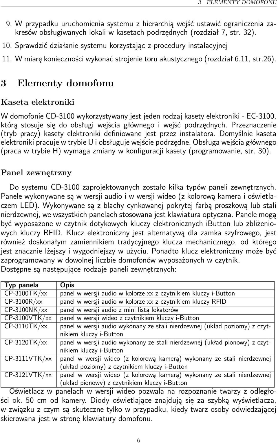 3 Elementy domofonu Kaseta elektroniki W domofonie CD-3100 wykorzystywany jest jeden rodzaj kasety elektroniki - EC-3100, którą stosuje się do obsługi wejścia głównego i wejść podrzędnych.