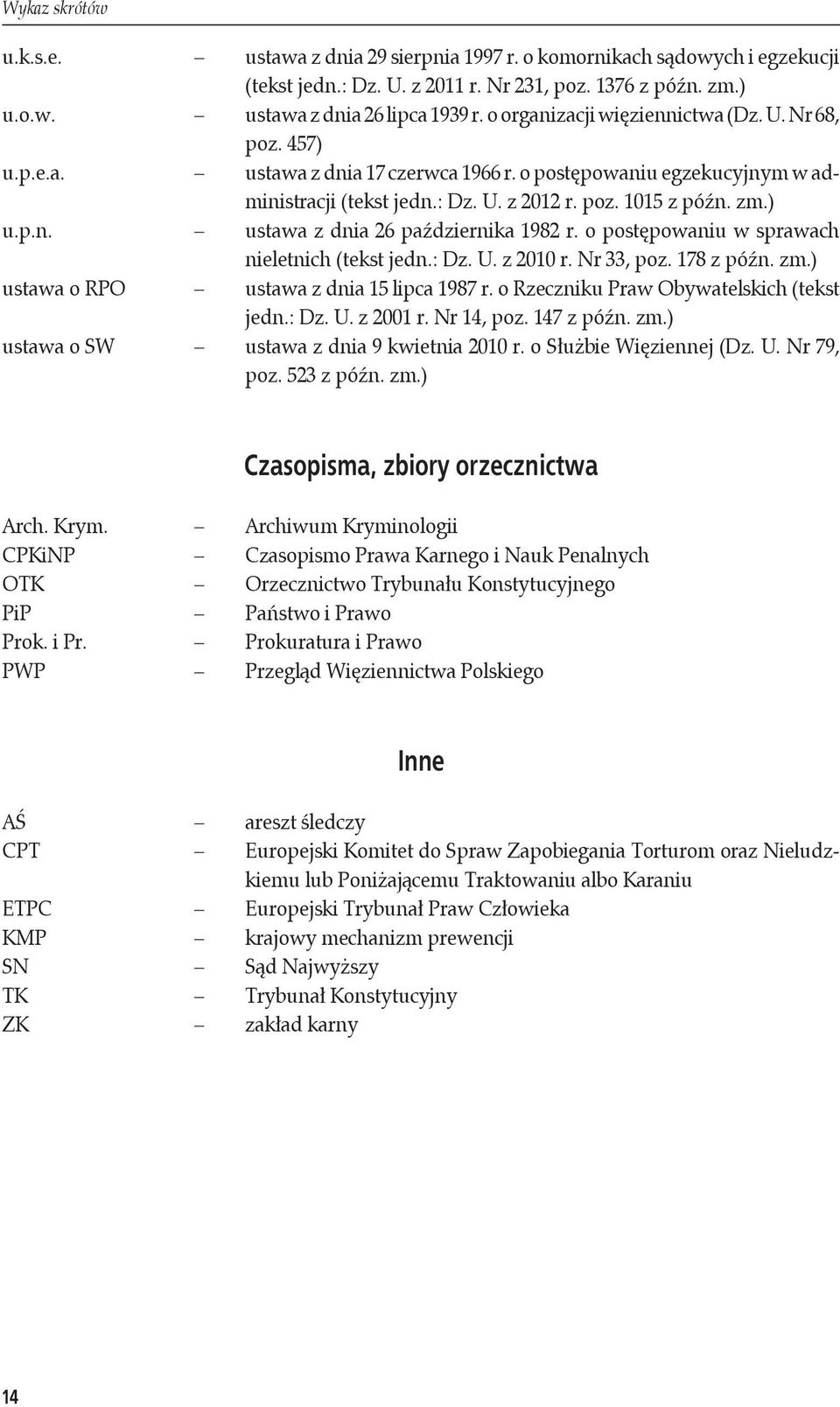 o postępowaniu w sprawach nieletnich (tekst jedn.: Dz. U. z 2010 r. Nr 33, poz. 178 z późn. zm.) ustawa o RPO ustawa z dnia 15 lipca 1987 r. o Rzeczniku Praw Obywatelskich (tekst jedn.: Dz. U. z 2001 r.