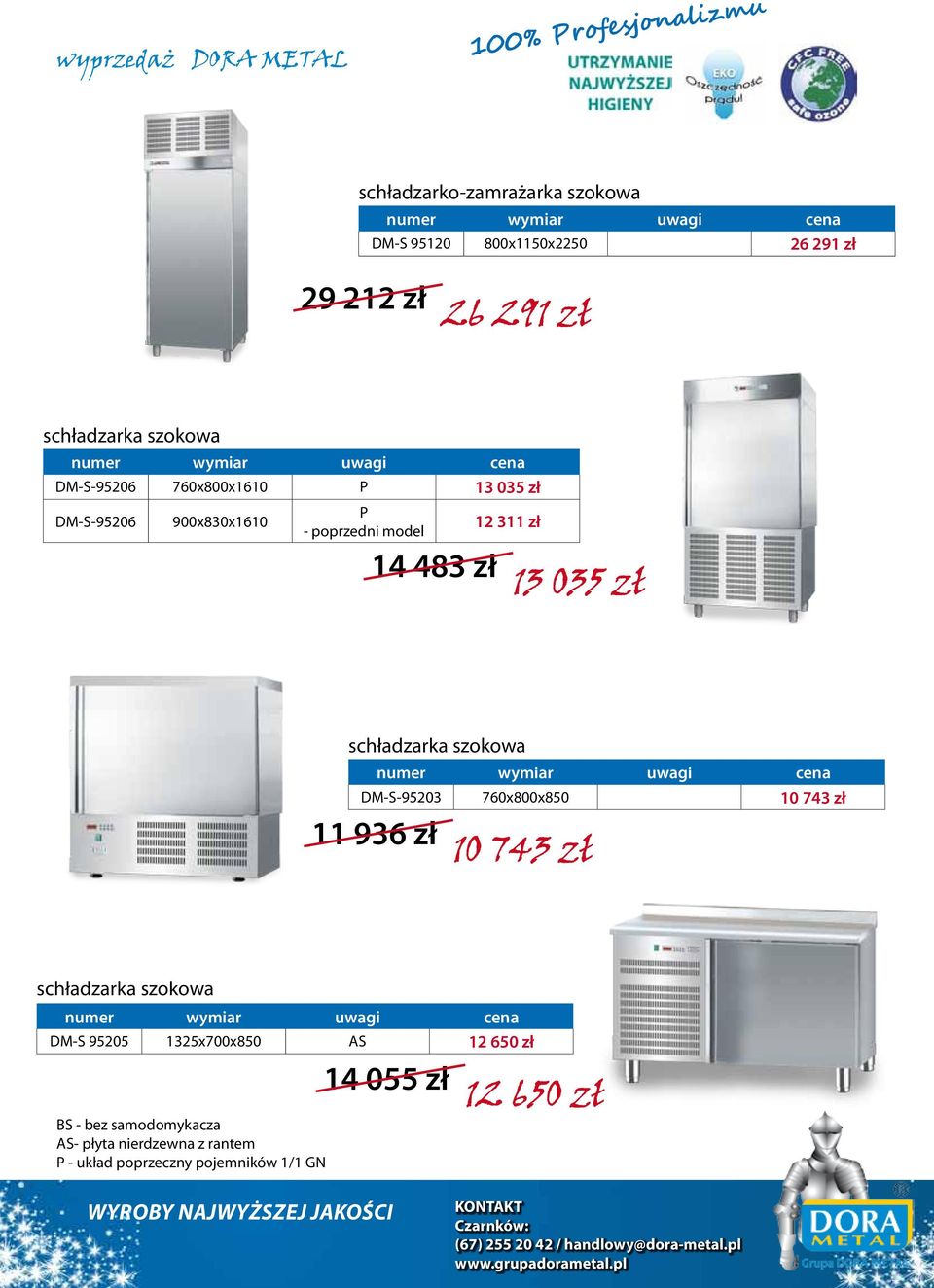 DM-S-95203 760x800x850 10 743 zł 11 936 zł 10 743 zł schładzarka szokowa DM-S 95205 1325x700x850 AS 12 650