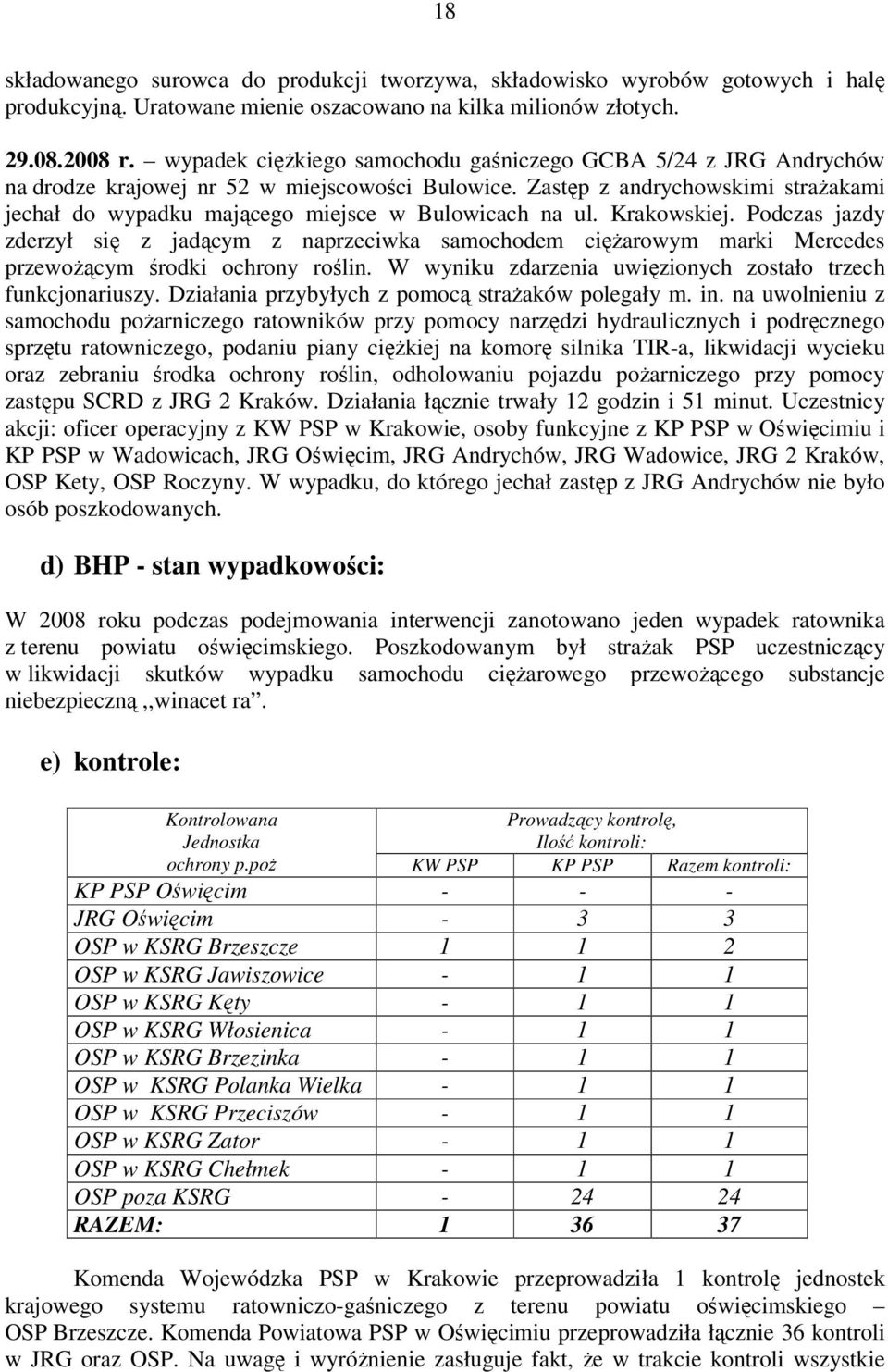 Zastęp z andrychowskimi strażakami jechał do wypadku mającego miejsce w Bulowicach na ul. Krakowskiej.