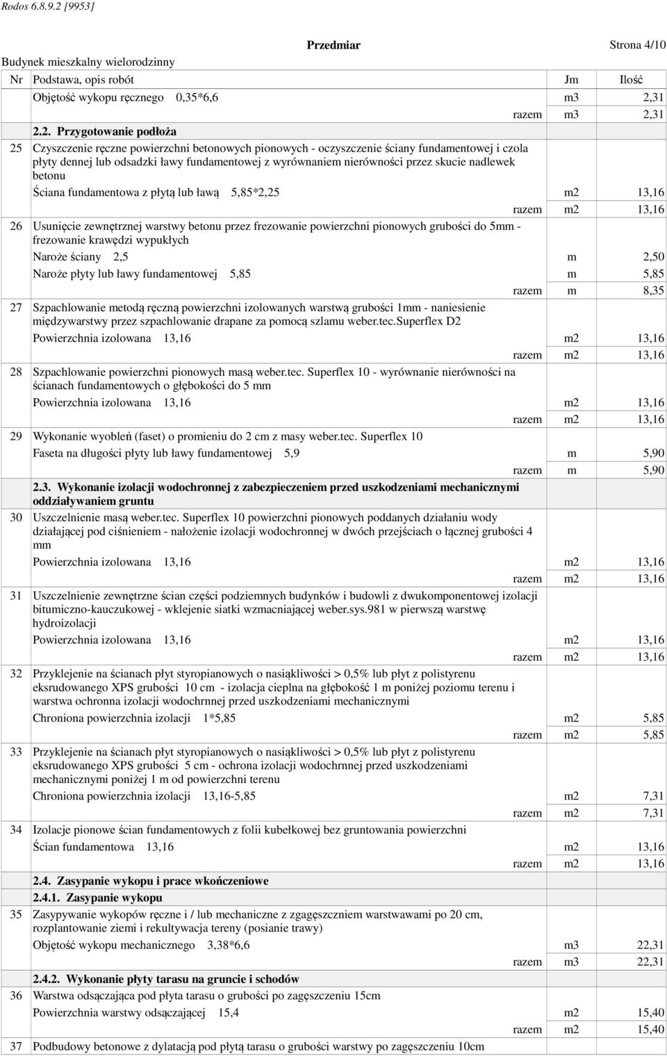 31 2.2. Przygotowanie podłoża 25 Czyszczenie ręczne powierzchni betonowych pionowych - oczyszczenie ściany fundamentowej i czola płyty dennej lub odsadzki ławy fundamentowej z wyrównaniem nierówności