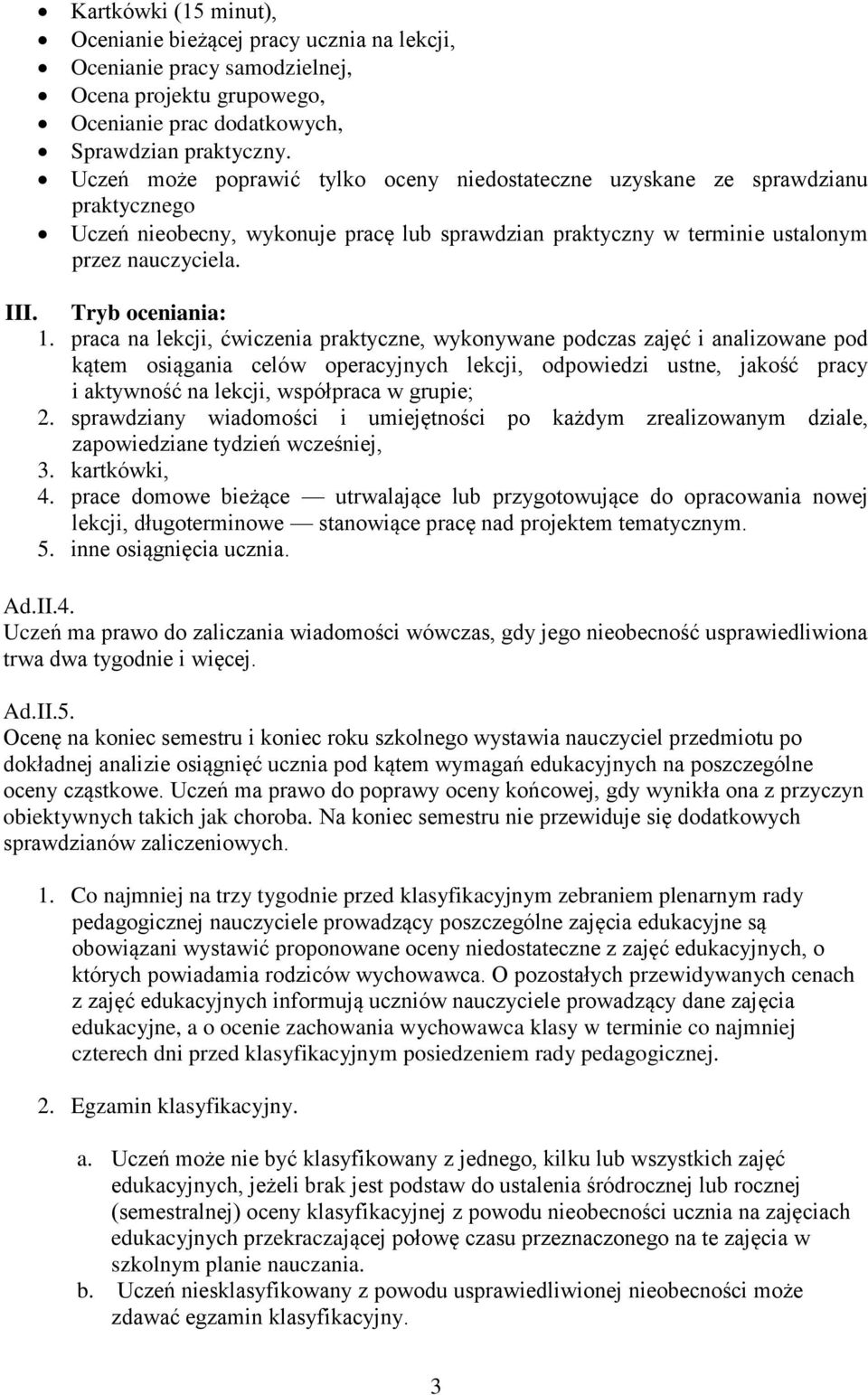Tryb oceniania: 1.