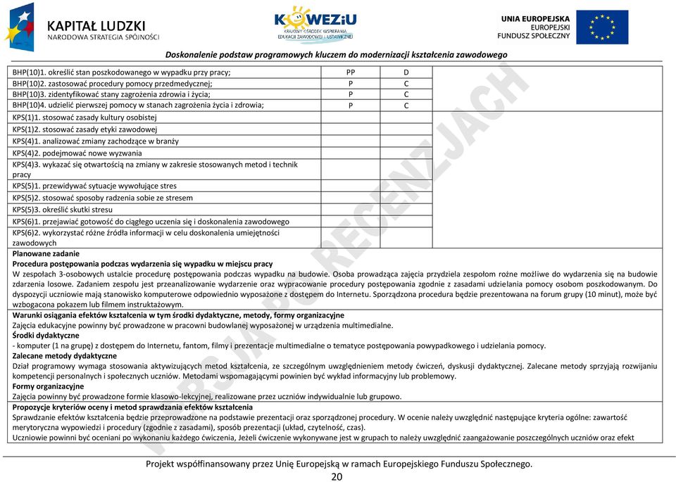 podejmować nowe wyzwania KS(4)3. wykazać się otwartością na zmiany w zakresie stosowanych metod i technik pracy KS(5)1. przewidywać sytuacje wywołujące stres KS(5)2.
