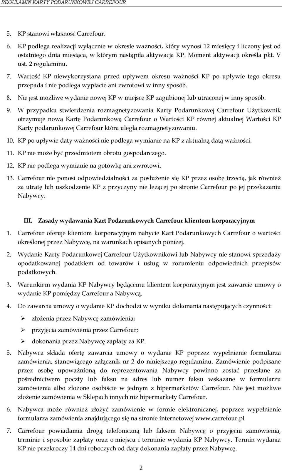 REGULAMIN KART PODARUNKOWYCH CARREFOUR - PDF Free Download