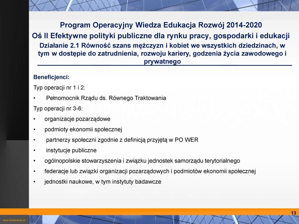 Typ operacji nr 1 i 2: Pełnomocnik Rządu ds.