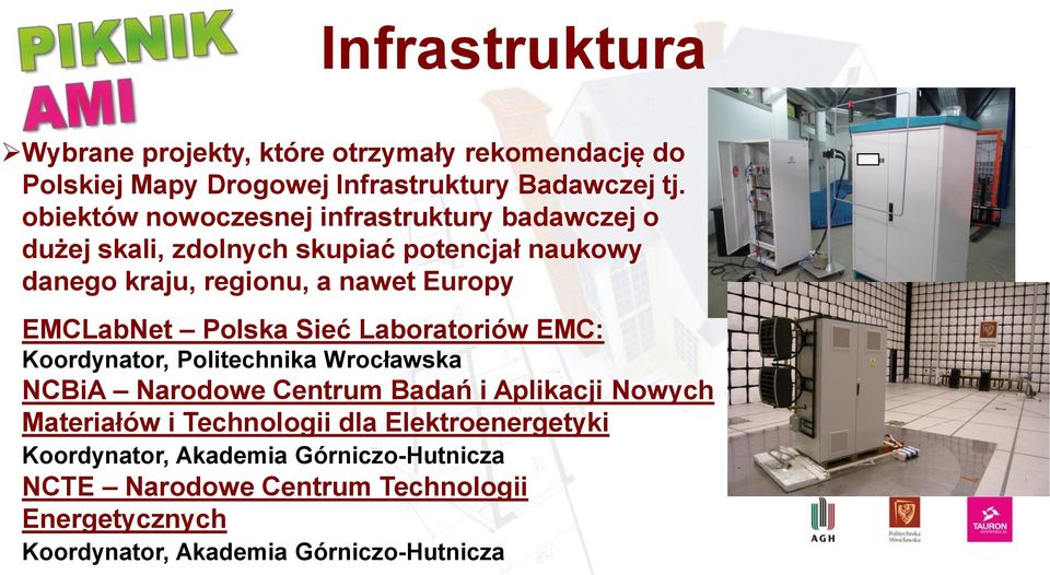 EMCLabNet Polska Sieć Laboratoriów EMC: Koordynator, Politechnika Wrocławska NCBiA Narodowe Centrum Badań i Aplikacji Nowych Materiałów i