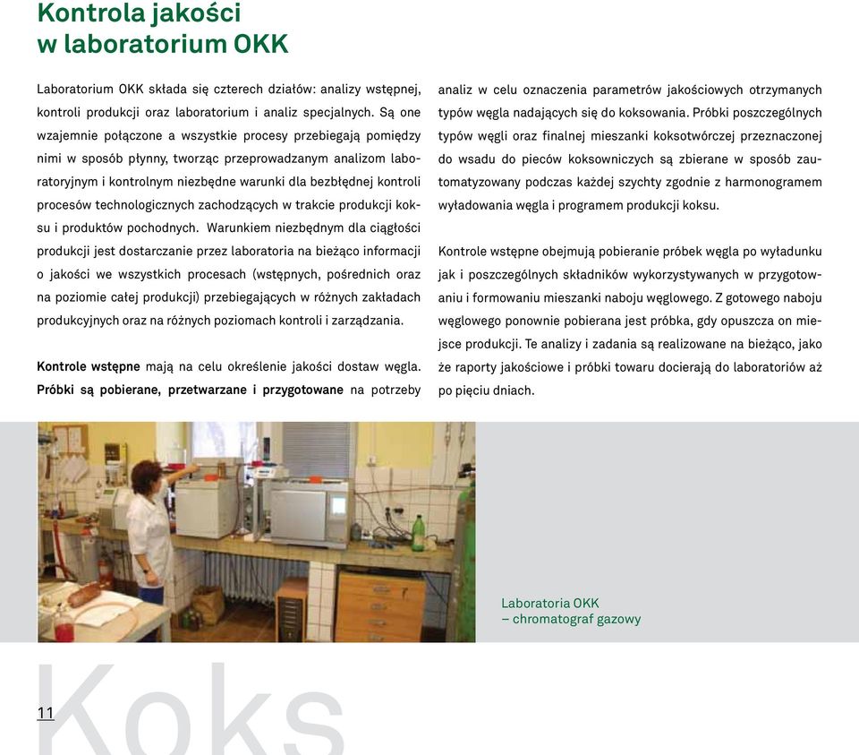 procesów technologicznych zachodzących w trakcie produkcji koksu i produktów pochodnych.
