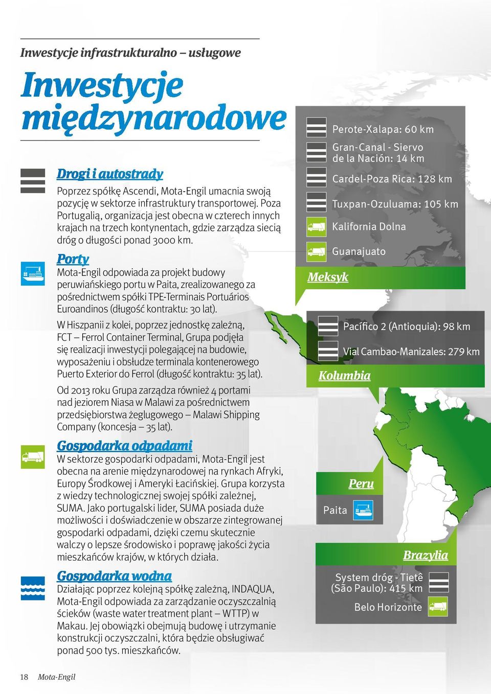 Porty Mota-Engil odpowiada za projekt budowy peruwiańskiego portu w Paita, zrealizowanego za pośrednictwem spółki TPE-Terminais Portuários Euroandinos (długość kontraktu: 30 lat).