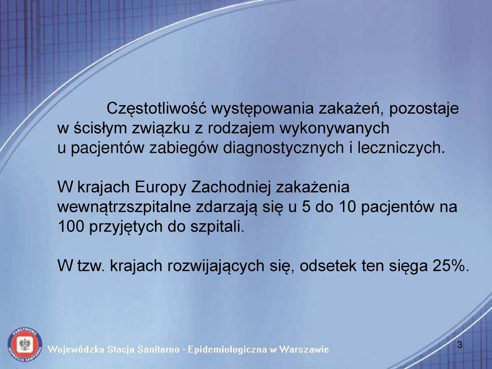 W krajach Europy Zachodniej zakażenia wewnątrzszpitalne zdarzają się u 5 do 10