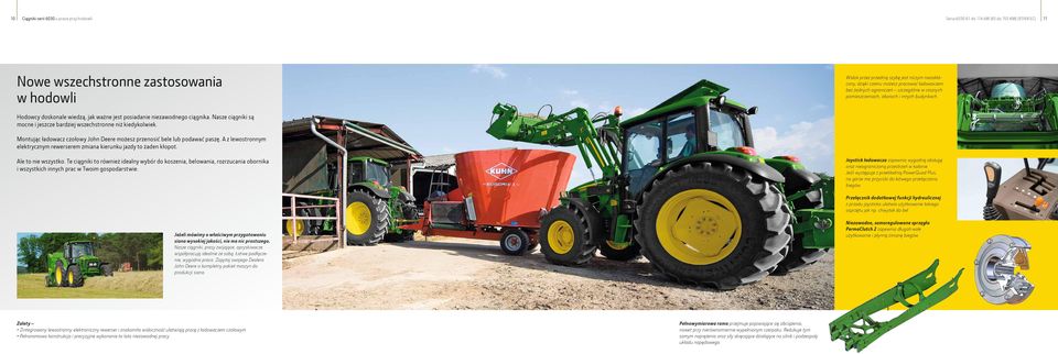 Nasze ciągniki są mocne i jeszcze bardziej wszechstronne niż kiedykolwiek. Montując ładowacz czołowy John Deere możesz przenosić bele lub podawać paszę.