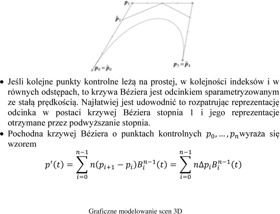 Najłatwiej jest udowodnić to rozpatrując reprezentację odcinka w postaci krzywej Béziera stopnia 1 i jego