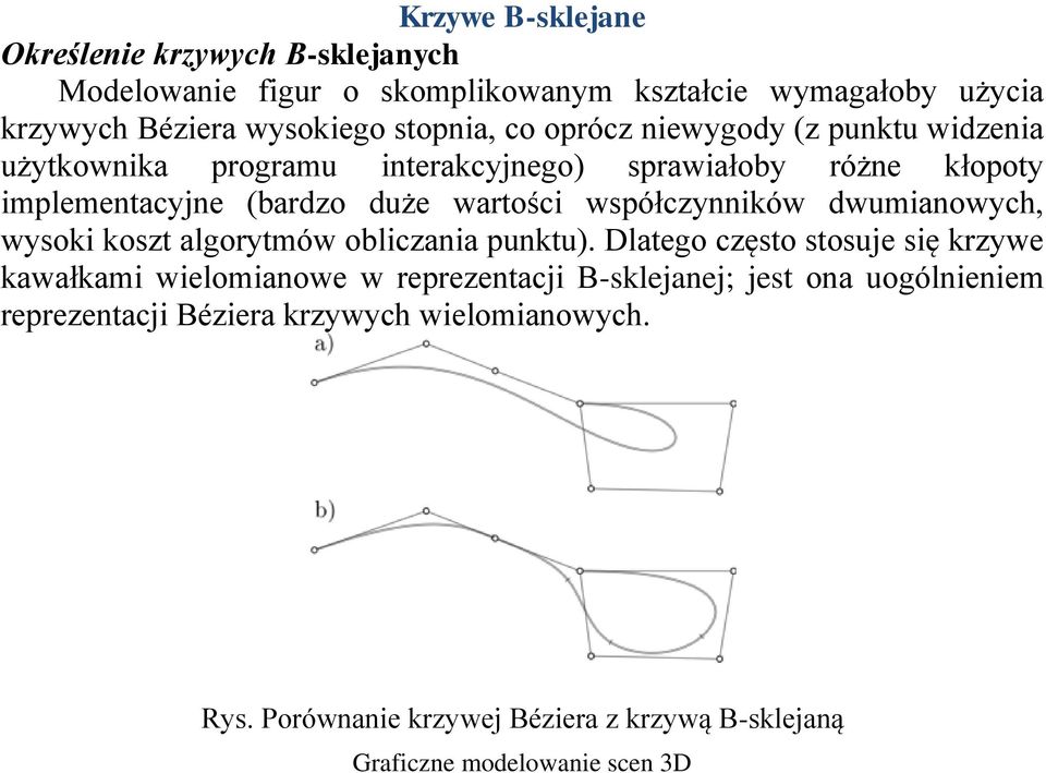 wartości współczynników dwumianowych, wysoki koszt algorytmów obliczania punktu).