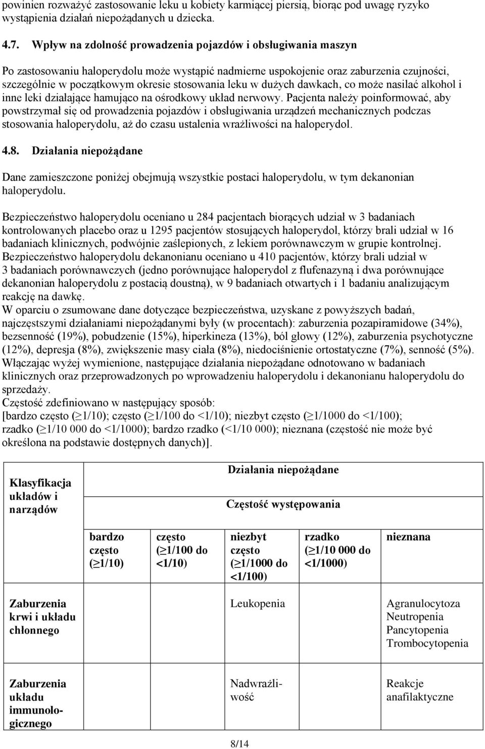 leku w dużych dawkach, co może nasilać alkohol i inne leki działające hamująco na ośrodkowy układ nerwowy.