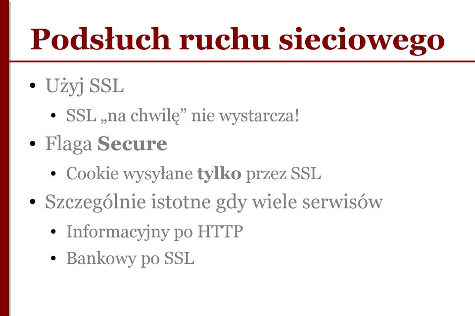 Flaga Secure Cookie wysyłane tylko przez SSL