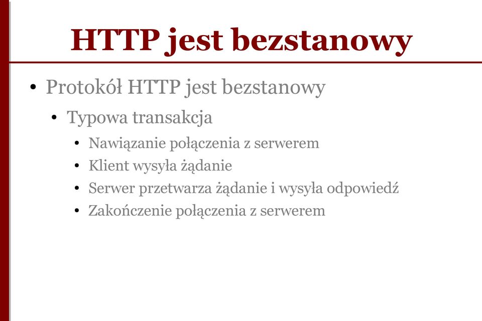 Klient wysyła żądanie Serwer przetwarza żądanie i