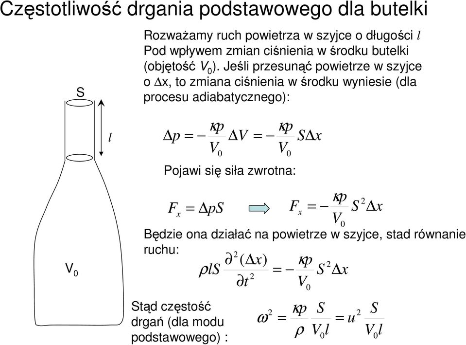 Jeśi resunąć owietre w sjce o, to miana ciśnienia w środku wniesie (da rocesu adiabatcnego):