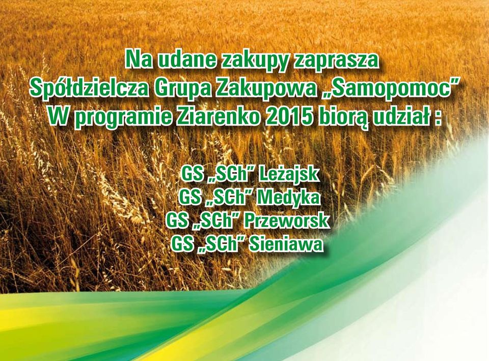 Ziarenko 2015 biorą udział : GS SCh